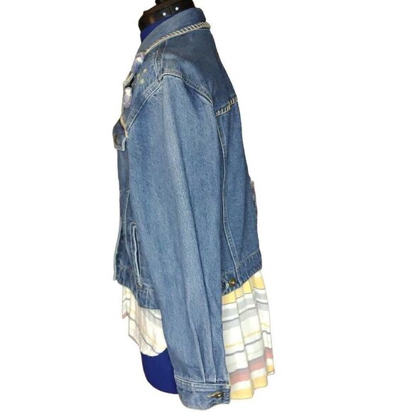 NWOT Liz Claiborne Liz Wear Petite Crochet Button Up Denim Jacket, size L - Picture 5 of 15